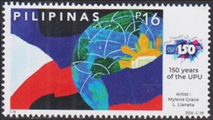 Stamp, Universal Postal Union, 150 Years, Philippines,  , Anniversaries and Jubilees, Paintings, U.P.U.