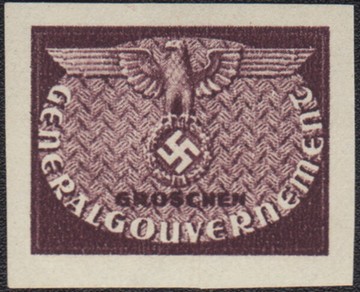 Stamp, Third Reich Coat of Arms (Small Size), Poland, German Occupation In WWII,  , Birds, Birds of Prey, Coats of Arms, Eagles, Heraldic Animals, Stylized Animals