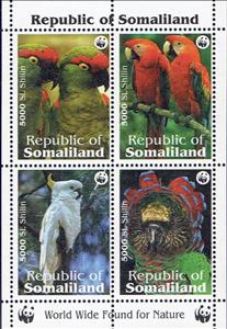 Mini Sheet, WWF - Parrots, Somaliland,  , Birds, Parrots, WWF