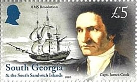 Stamp, British Possession of South Georgia, 225 Years, South Georgia and The South Sandwich Islands,  , Explorers, Landscapes, Sailing Ships