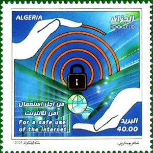 Stamp, Safe Use of the Internet, Algeria,  , Hands, Internet