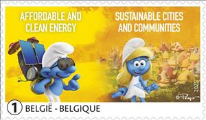 Stamp, Affordable & Clean Energy, Sustainable Cities & Communities, Belgium,  , Cartoons