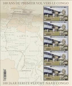 Full Pane, First Flight Brussels to Leopoldville, Centenary, Belgium,  , Aircraft, Maps, Pilots