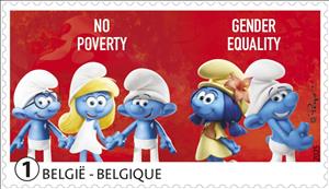 Stamp, No Poverty, Gender Equality, Belgium,  , Cartoons