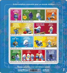 Mini Sheet, Smurfs Together for a Better World, Belgium,  , Cartoons