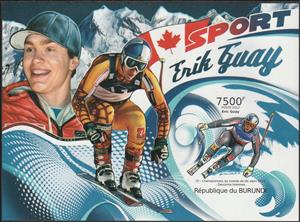 Souvenir Sheet, Athletes, Burundi,  , Athletes, Famous People, Skiing, Sports