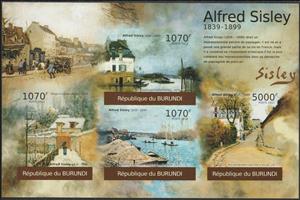 Souvenir Sheet, Paintings by Alfred Sisley, Burundi,  , Painters, Paintings
