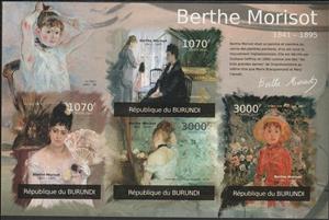 Souvenir Sheet, Paintings by Berthe Morisot, Burundi,  , Painters, Paintings