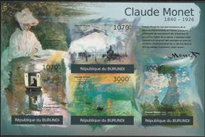 Souvenir Sheet, Paintings by Claude Monet (1840-1926), Burundi,  , Painters, Paintings