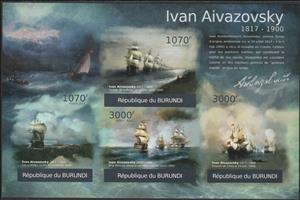 Souvenir Sheet, Paintings by Ivan Aivazovsky, Burundi,  , Painters, Paintings