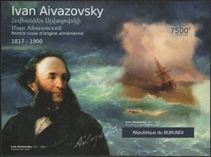Souvenir Sheet, Paintings by Ivan Aivazovsky, Burundi,  , Painters, Paintings