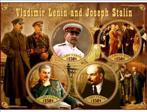 Mini Sheet, Great People Vladimir Lenin and Joseph Stalin I, Cabo Verde,  , Heads of State
