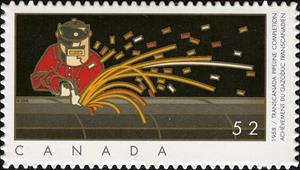 Stamp, Welder welding TransCanada Pipeline, Canada,  , Energy