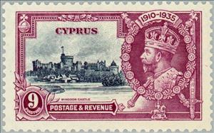 Stamp, Silver Jubilee King George V Reign, Windsor Castle, Cyprus,  , Heads of State, Kings, Castles