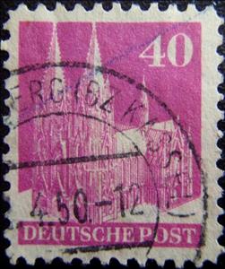 Stamp, Cologne Cathedral, Germany, American-British Occ. (Bizone),  , Churches - Cathedrals - Basilicas - Chapels