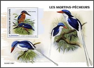 Souvenir Sheet, Alcedo meninting, Guinea,  , Birds, Kingfishers