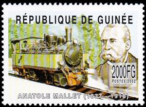 Stamp, Antole Mallet (1837-1918), Guinea,  , Engineers, Famous People, Изобретатели, Locomotives, Railways