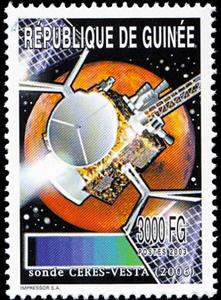 Stamp, Ceres-Vesta probe (2006), Guinea,  , Outer Space, Satellites