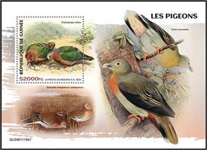 Souvenir Sheet, Chalcophaps indica, Guinea,  , Birds, Pigeons