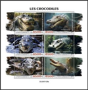 Mini Sheet, Crocodylus porosus, Guinea,  , Crocodiles, Reptiles