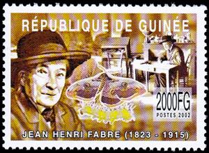 Stamp, Jean Henri Fabre (1823-1915), Guinea,  , Authors, Botanists, Butterflies and Moths, Chemists, Famous People, Naturalists, Physicists