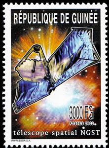 Stamp, NGST space telescope, Guinea,  , Outer Space, Satellites, Telescopes