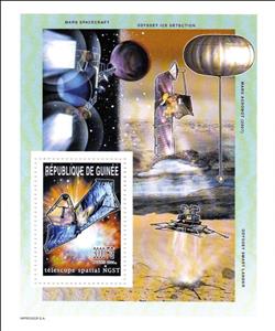 Souvenir Sheet, NGST space telescope, Guinea,  , Outer Space, Satellites, Telescopes