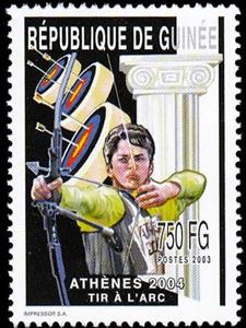 Stamp, Olympic Games in Athens in 2004 - Archery, Guinea,  , Archery, Olympic Games, Sports