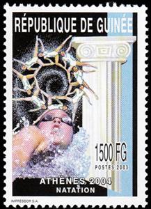 Stamp, Olympic Games in Athens in 2004 - Swimming, Guinea,  , Olympic Games, Sports, Swimming, Synchronized Swimming