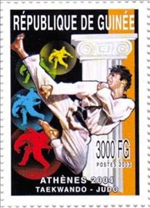 Stamp, Olympic Games in Athens in 2004 - Taekwondo-Judo, Guinea,  , Judo, Olympic Games, Sports, Taekwondo