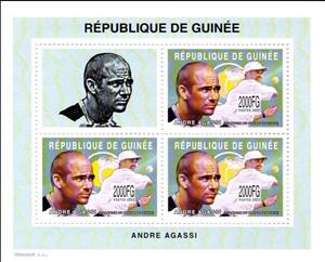 Mini Sheet, Personalities - Andre Agassi, Guinea,  , Famous People, Sports, Tennis