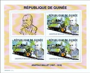 Mini Sheet, Personalities - Antole Mallet, Guinea,  , Engineers, Famous People, Изобретатели, Locomotives, Railways
