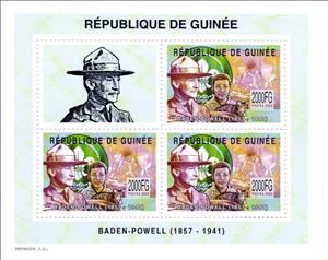 Mini Sheet, Personalities - Baden-Powell, Guinea,  , Famous People, Generals, Literary People (Poets and Writers), Military Officers, Scouting