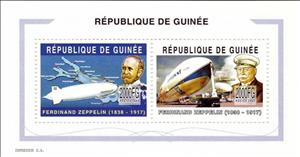Mini Sheet, Personalities - Ferdinand Zeppelin, Guinea,  , Famous People, Generals, Изобретатели, Zeppelins