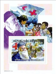 Souvenir Sheet, Personalities - Henri Dunant, Guinea,  , Famous People, Humanists, Red Cross and Red Crescent