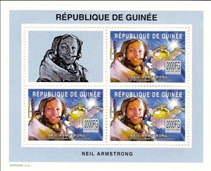 Mini Sheet, Personalities - Neil Armstrong, Guinea,  , Astronauts, Famous People, Moon Landing, Space Traveling