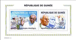 Mini Sheet, Personalities - Pope John Paul II, Guinea,  , Clergy, Famous People, Humanists, Popes, Religion