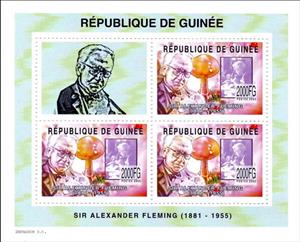 Mini Sheet, Personalities - Sir Alexander Fleming, Guinea,  , Famous People, Medicines, Mushrooms, Nobel Laureates, Physicians