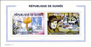 Mini Sheet, Personalities - Sir Alexander Fleming and Jean Henri Fabre, Guinea,  , Botanists, Chemists, Famous People, Medicines, Naturalists, Physicians, Physicists