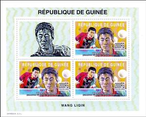 Mini Sheet, Personalities - Wang Liqin, Guinea,  , Famous People, Sports, Table Tennis