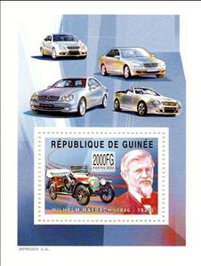 Souvenir Sheet, Personalities - Wilhelm Maybach, Guinea,  , Automobile Industry, Cars, Engineers, Famous People, Изобретатели