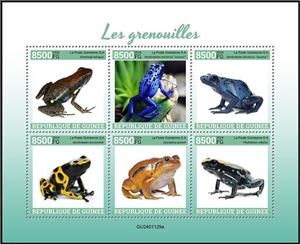 Mini Sheet, World of the Frogs, Guinea,  , Amphibians, Frogs