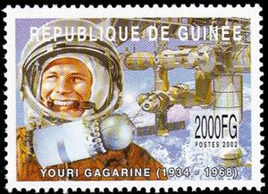 Stamp, Yuri Gagarin (1934-1968), Guinea,  , Astronauts, Famous People, Pilots, Space Traveling