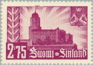 Stamp, Vyborg Castle and Coat of Arms of Karelien, Finland,  , Castles, Coats of Arms