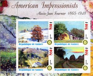 Mini Sheet, American Impressionists - Alexis-Jean Fournier, Guinea,  , Painters, Paintings