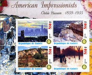 Mini Sheet, American Impressionists - Childe Hassam, Guinea,  , Painters, Paintings