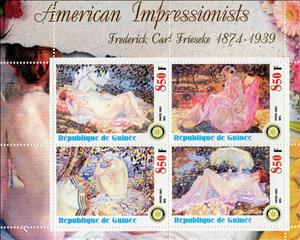 Mini Sheet, American Impressionists - Frederick Carl Frieseke, Guinea,  , Painters, Paintings