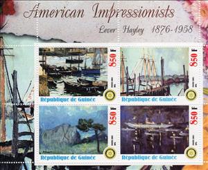Mini Sheet, American Impressionists - Lever Hayley, Guinea,  , Painters, Paintings