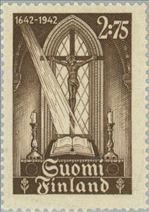 Stamp, The First Finnish Bible on the Altar, Finland,  , Commemoration, Churches - Cathedrals - Basilicas - Chapels