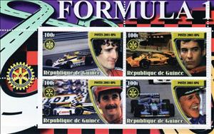 Mini Sheet, Formula 1, Guinea,  , Formula One, Racing Cars, Racing Drivers, Rotary